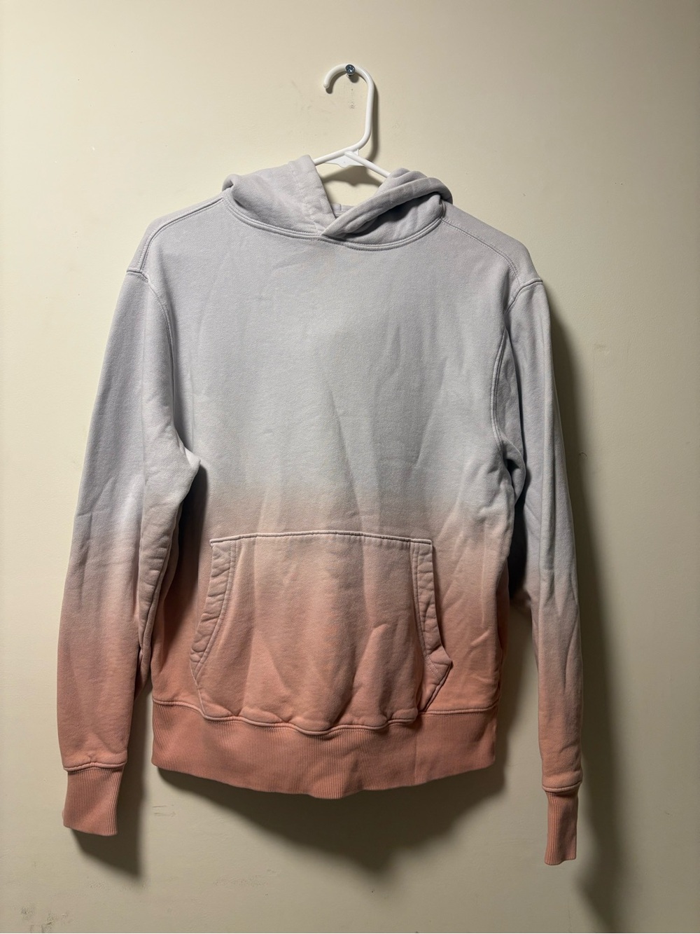 Gradient Hooded Sweatshirt - Gray to Peach